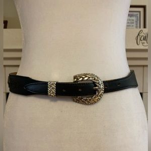 Nocona Belt Co, Women’s Western Silver Leather Belt, Black, Size 30/Small